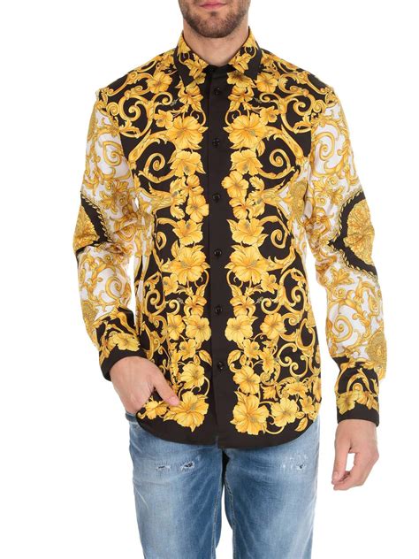 versace gold dress shirt|Versace collection men shirt.